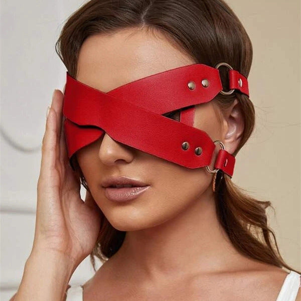 Leather Bondage Blindfold for Sensual Play - SM Fetish Accessory