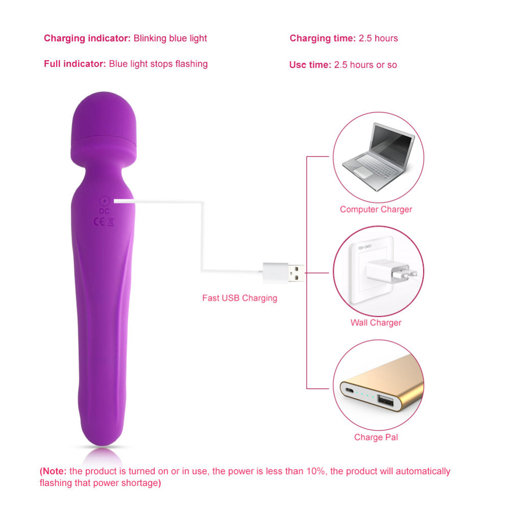 Wildstud Rechargeable Dual Motor Heating Silicone Vibrator for Women with Multiple Vibration Modes and Double Heads